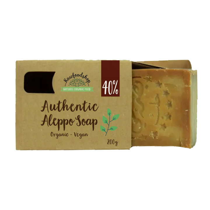 Alepposaippua Laakeriöljy 40% 200g ryhmässä Iho & Vartalo / Vartalo / Suihkusaippua @ Rawfoodshop Scandinavia AB (061528)