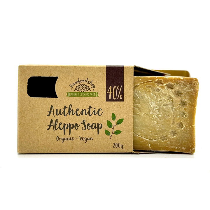 Alepposaippua Laakeriöljy 40% 200g ryhmässä Iho & Vartalo / Vartalo / Suihkusaippua @ Rawfoodshop Scandinavia AB (061528)