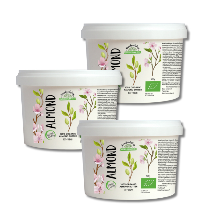 Paahdettu Mantelivoi EKO 500g x 3 pakettia ryhmässä Raaka-aineet / Ruokakomero / Voi & Kermaiset Levitteet @ Rawfoodshop Scandinavia AB (114500-SET3)