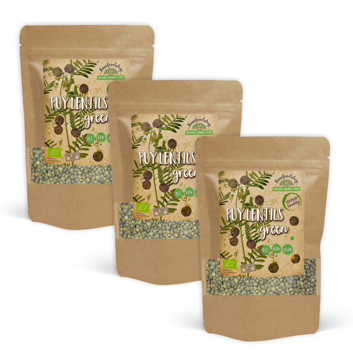 Puylinssit Vihreät LUOMU 500g x 3 pakettia ryhmässä Raaka-aineet / Ruokakomero / Palkokasvit @ Rawfoodshop Scandinavia AB (130101-SET3)