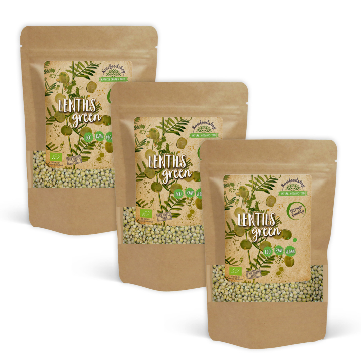 Vihreät linssit LUOMU 1kg x 3 pakettia ryhmässä Raaka-aineet / Ruokakomero / Palkokasvit @ Rawfoodshop Scandinavia AB (131511-SET3)