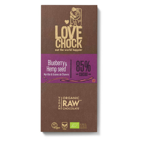Suklaa Mustikka & Hampunsiemen 85% Luomu 70g ryhmässä Raaka-aineet / Karkkia & Suklaata / Suklaapatukat @ Rawfoodshop Scandinavia AB (14002)