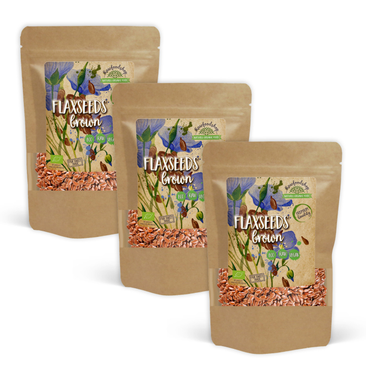 Pellavansiemenet Ruskea LUOMU 1 kg x 3 pakettia ryhmässä Raaka-aineet / Terveysruoka / Siemenet @ Rawfoodshop Scandinavia AB (140801-SET3)