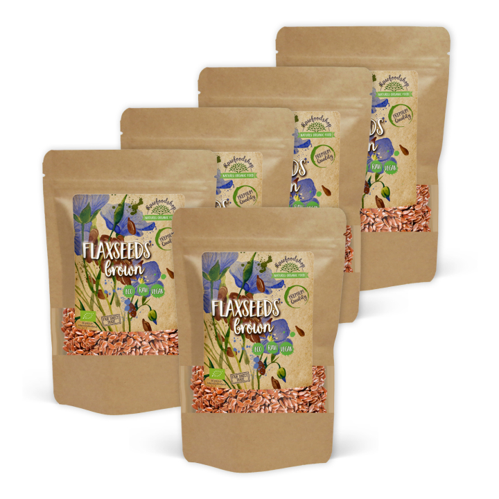 Pellavansiemenet Ruskea LUOMU 1 kg x 5 pakettia ryhmässä Raaka-aineet / Terveysruoka / Siemenet @ Rawfoodshop Scandinavia AB (140801-SET5)