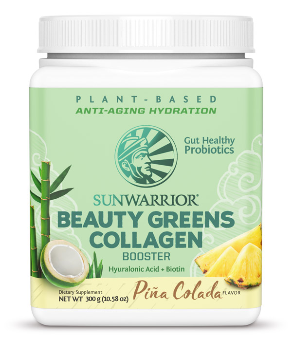 Sunwarrior Beauty Greens Collagen Booster Piña colada 300g ryhmässä Raaka-aineet / Terveysruoka / Proteiinijauhe @ Rawfoodshop Scandinavia AB (1427)
