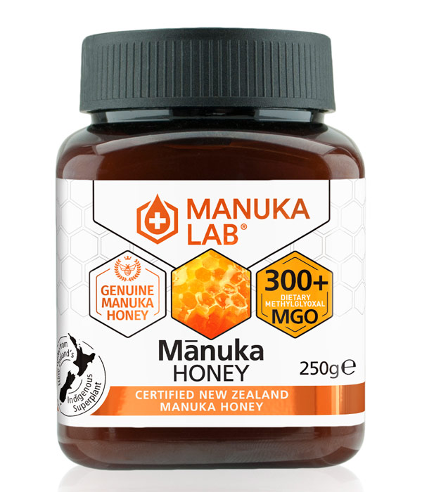 Manuka Lab Manuka-hunaja 300+ MGO 250g ryhmässä Raaka-aineet / Leipominen / Hunaja @ Rawfoodshop Scandinavia AB (1489)