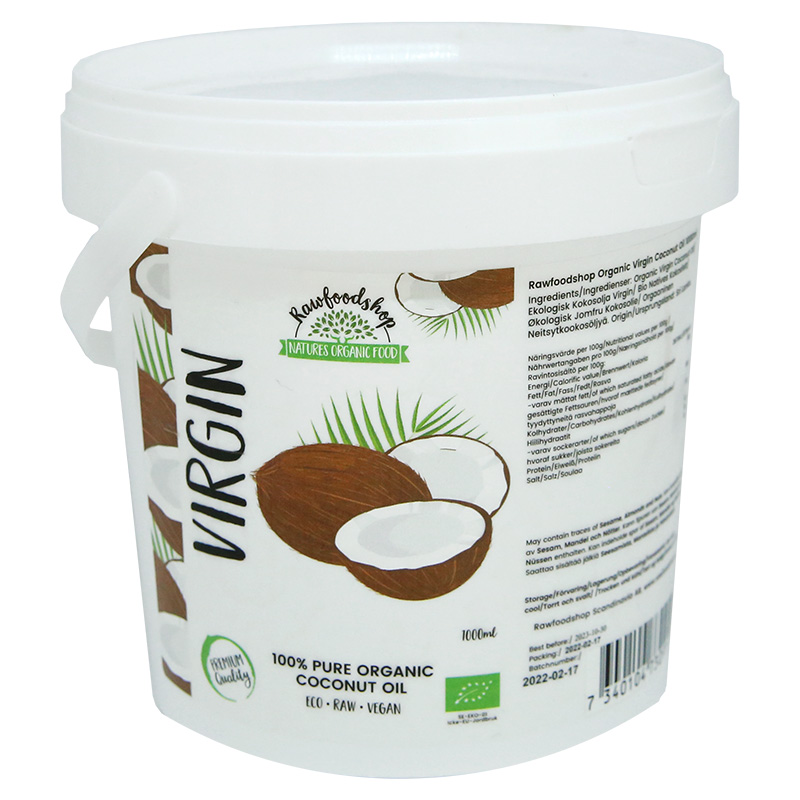 Kookosöljy Virgin RAW LUOMU 1000ml ryhmässä Iho & Vartalo / Luonnollinen DIY / Rasvat & Vahat / Kookosöljy @ Rawfoodshop Scandinavia AB (15064-1000)