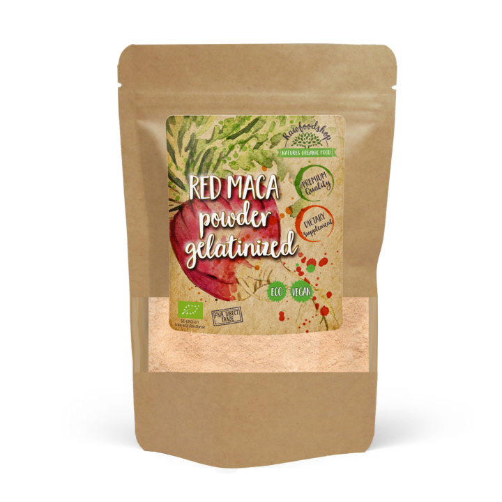 Maca Jauhe Punainen Gelatinoitu LUOMU 250g ryhmässä Ravintolisät / Yrtit ja Kasvit / Maca & Ginseng @ Rawfoodshop Scandinavia AB (16143)