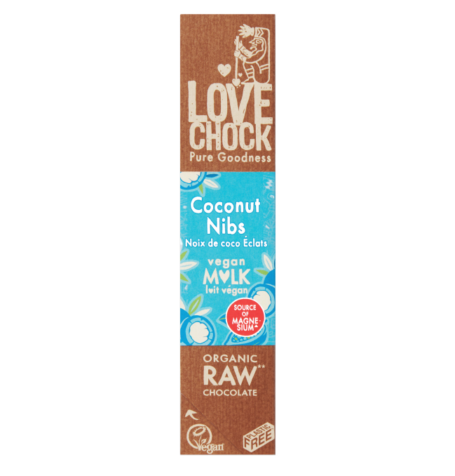 Coconut Nibs Suklaa RAW LUOMU 40g ryhmässä Raaka-aineet / Karkkia & Suklaata / Suklaapatukat @ Rawfoodshop Scandinavia AB (17001)
