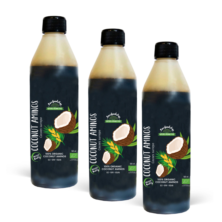 Kookos Aminos LUOMU 500ml x 3 pulloa ryhmässä Raaka-aineet / Ruokakomero / Maustaminen / Soija & Kastike @ Rawfoodshop Scandinavia AB (17310-SET3)
