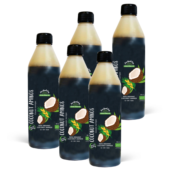 Kookos Aminos LUOMU 500ml x 5 pulloa ryhmässä Raaka-aineet / Ruokakomero / Maustaminen / Soija & Kastike @ Rawfoodshop Scandinavia AB (17310-SET5)