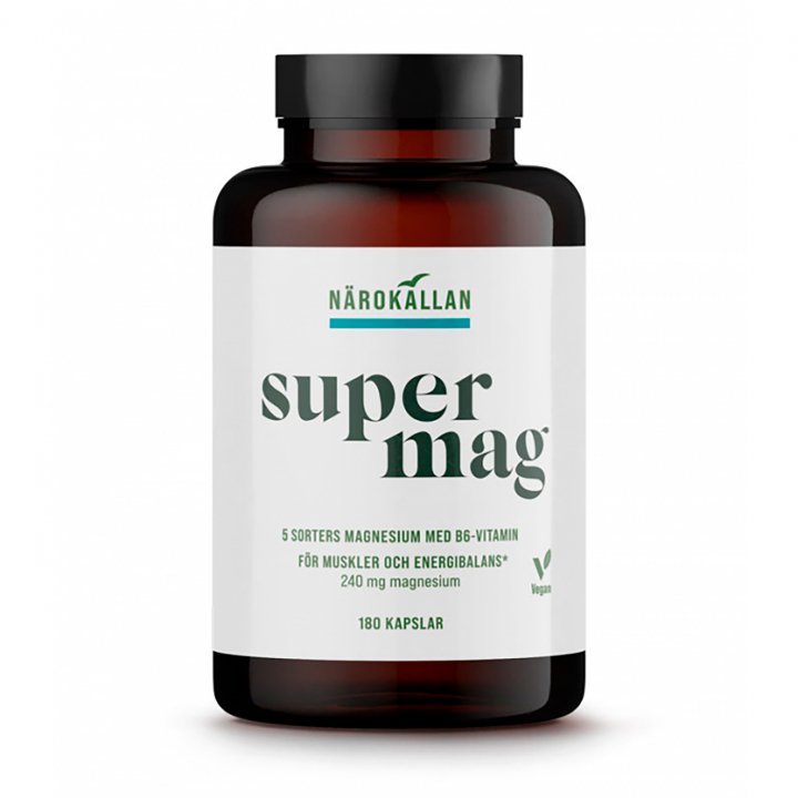 Super Mag 180 kapselia ryhmässä Ravintolisät / Mineraalit / Magnesium @ Rawfoodshop Scandinavia AB (1893)