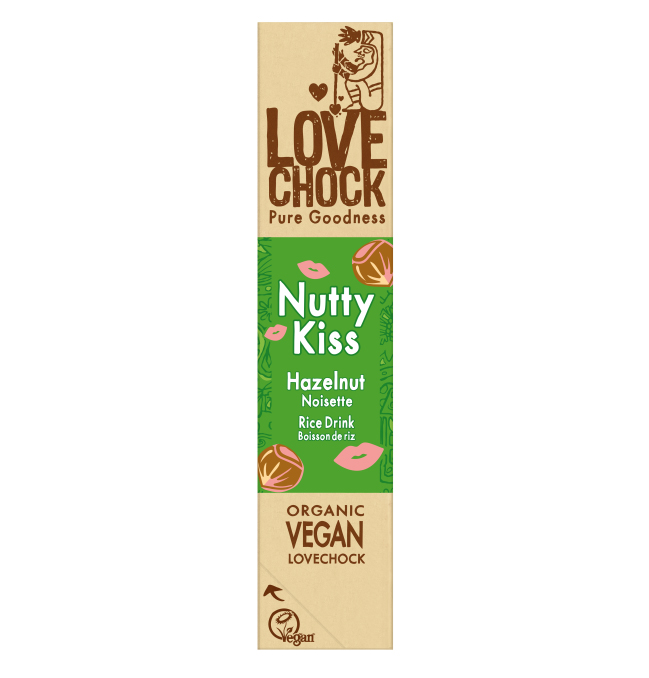 Nutty Kiss Suklaa Hasselpähkinöillä LUOMU 40g ryhmässä Raaka-aineet / Karkkia & Suklaata @ Rawfoodshop Scandinavia AB (20004)