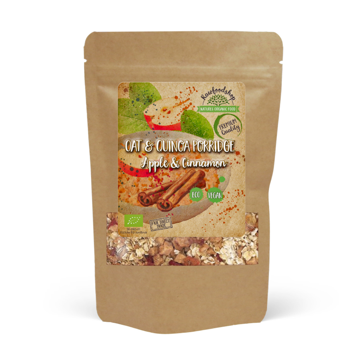 Kaura- & Kvinoapuuro Omena ja Kaneli LUOMU 500g ryhmässä Raaka-aineet / Ruokakomero / Granolaa, & Puuroa @ Rawfoodshop Scandinavia AB (200125)