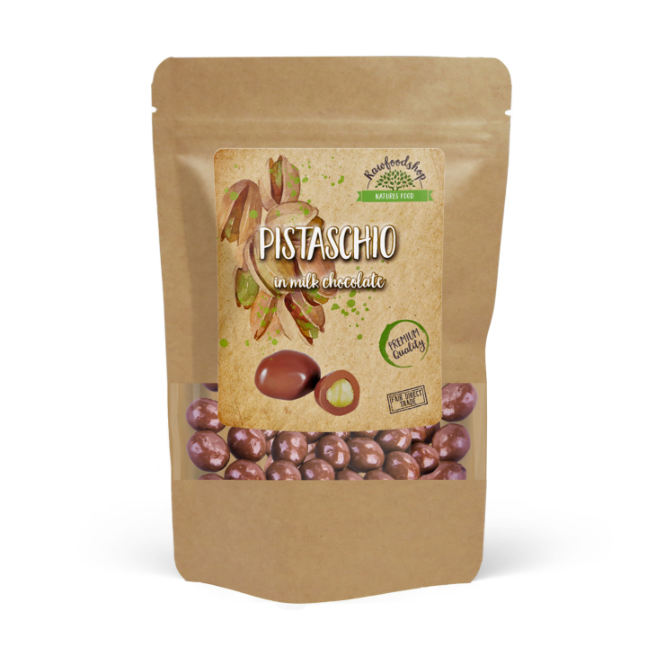 Pistaasipähkinät Maitosuklaalla 100g ryhmässä Raaka-aineet / Karkkia & Suklaata / Makeiset @ Rawfoodshop Scandinavia AB (20082-100)
