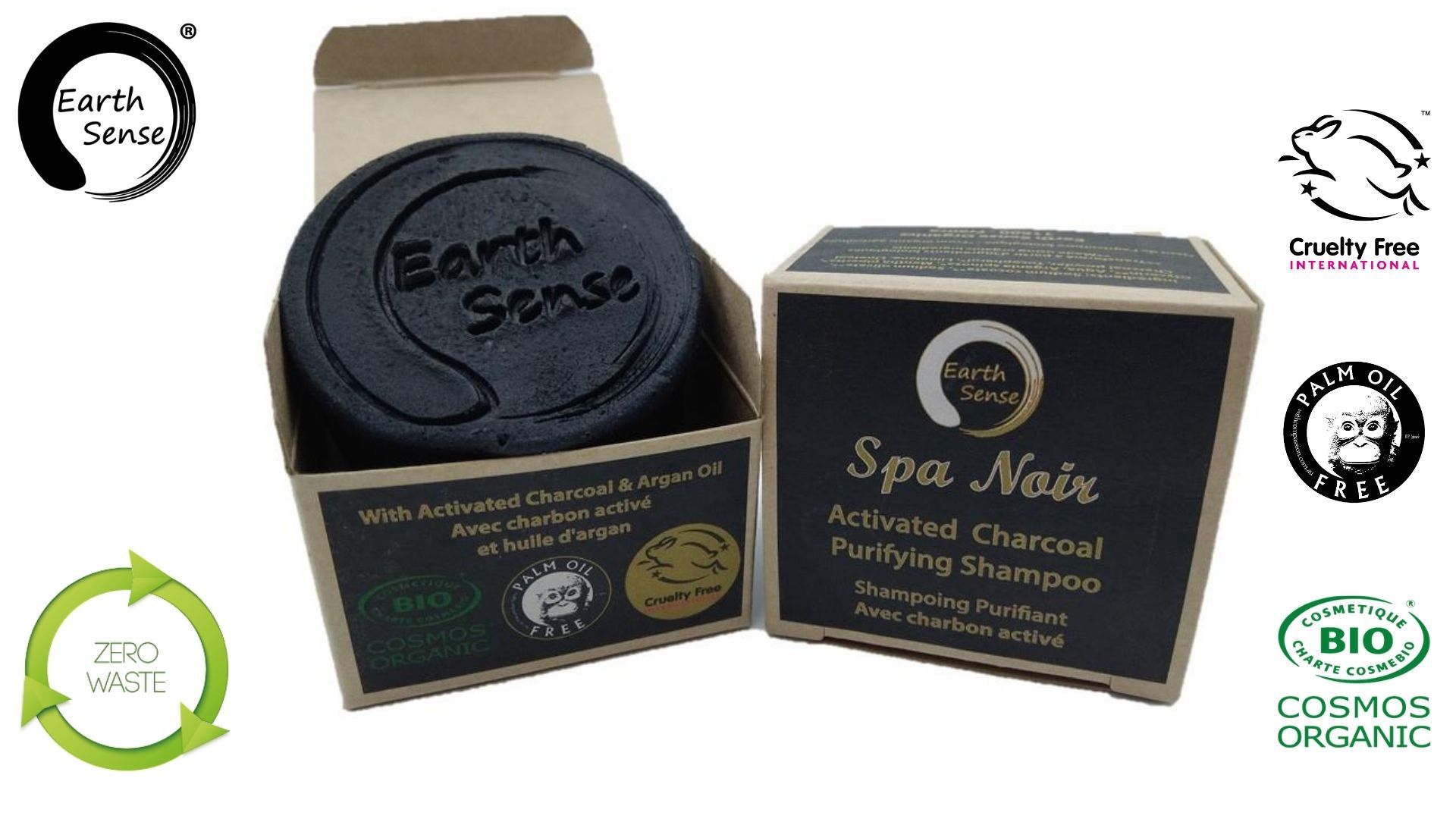 Earth Sense Shampoopala Spa Noir Aktivoitu Hiili 60g ryhmässä Iho & Vartalo / Hiukset / Shampoo & Hoitoaine @ Rawfoodshop Scandinavia AB (201095)