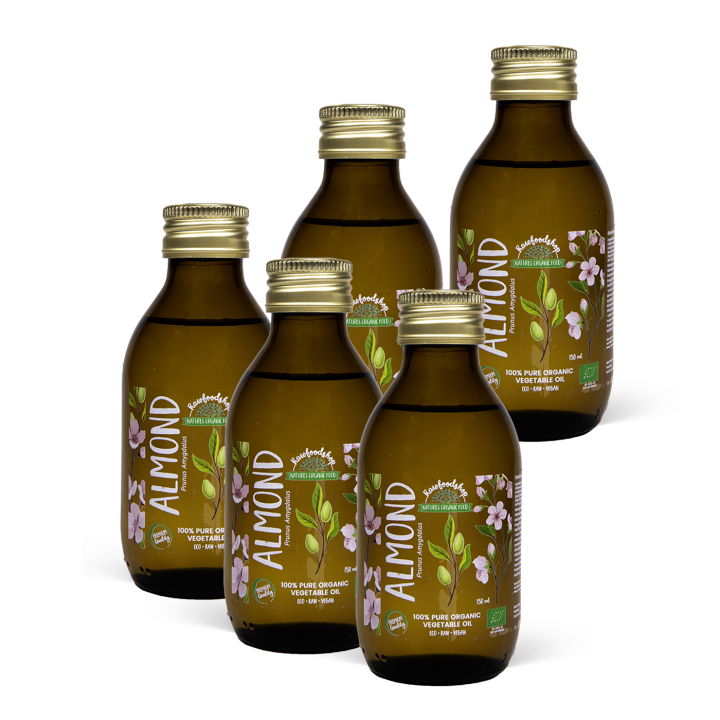 Manteliöljy kylmäpuristettu LUOMU 150ml x 5 pulloa ryhmässä Raaka-aineet / Pähkinät / Pähkinäöljyt / Manteliöljy @ Rawfoodshop Scandinavia AB (2081202-SET5)