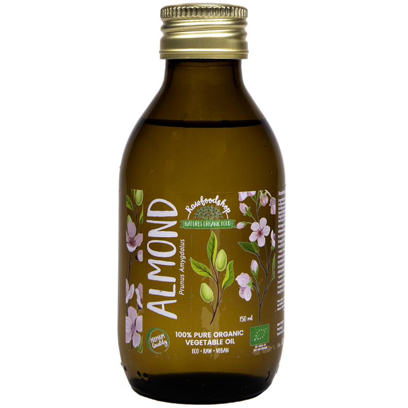 Manteliöljy kylmäpuristettu LUOMU 150ml ryhmässä Raaka-aineet / Pähkinät / Pähkinäöljyt / Manteliöljy @ Rawfoodshop Scandinavia AB (2081202)