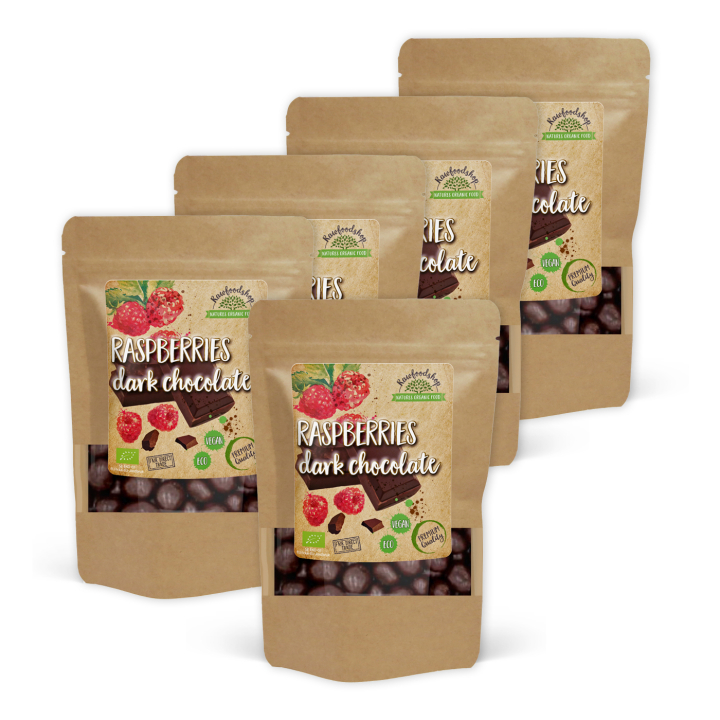 Tummat Suklaaherkut Vadelmilla LUOMU 100g x 5 pakettia ryhmässä Raaka-aineet / Karkkia & Suklaata @ Rawfoodshop Scandinavia AB (208371-SET5)