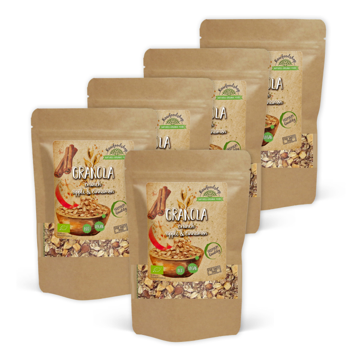 Granola Omena & Kaneli LUOMU 400g x 5 pakettia ryhmässä Raaka-aineet / Ruokakomero / Granolaa, & Puuroa @ Rawfoodshop Scandinavia AB (21177400-SET5)