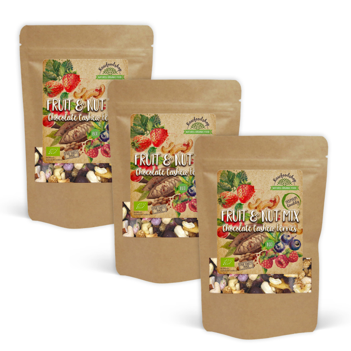 Hedelmä- & Pähkinäsekoitus Suklaa Cashew Metsämarjat LUOMU 200g x 3 pakettia ryhmässä Raaka-aineet / Karkkia & Suklaata / Välipalat @ Rawfoodshop Scandinavia AB (213982-SET3)