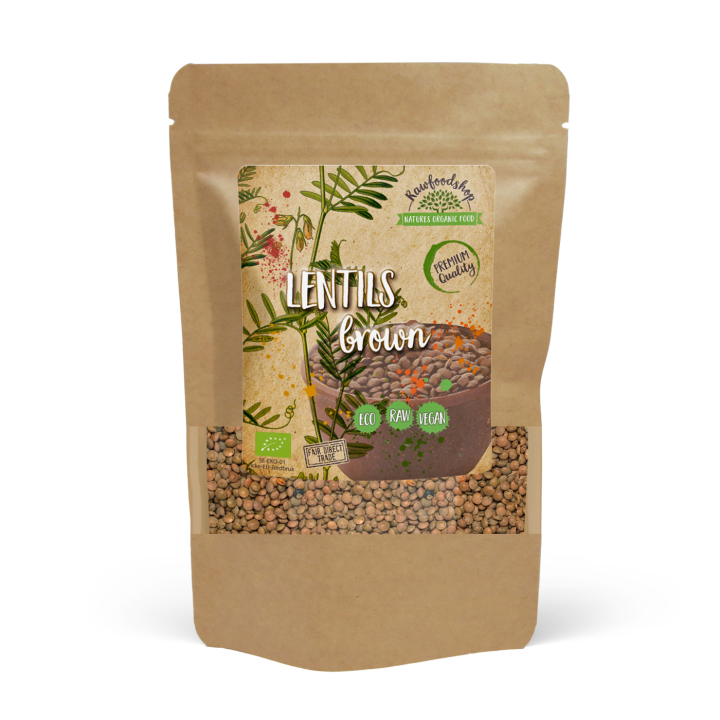 Ruskeat linssit LUOMU 500g ryhmässä Raaka-aineet / Ruokakomero / Palkokasvit @ Rawfoodshop Scandinavia AB (21814-1)