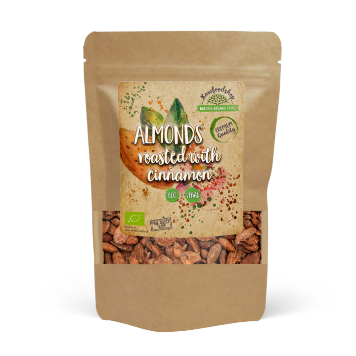 Kanelilla Paahdetut Mantelit LUOMU 500g ryhmässä Raaka-aineet / Pähkinät / Manteli @ Rawfoodshop Scandinavia AB (2502410)