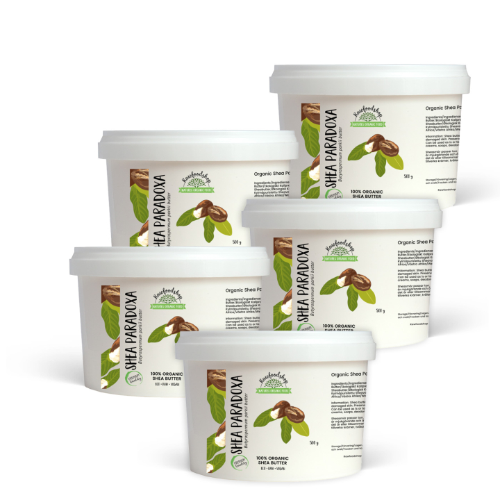 Sheavoi Paradoxa LUOMU 500g x 5 purkkia ryhmässä Raaka-aineet / Ruokakomero / Öljyt / Voi & Rasva @ Rawfoodshop Scandinavia AB (30054500-SET5)