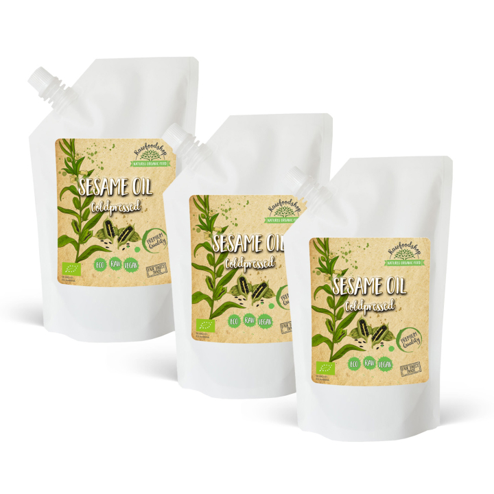 Seesamiöljy kylmäpuristettu LUOMU 500ml x 3 pakettia ryhmässä Iho & Vartalo / Luonnollinen DIY / Kasviöljyt @ Rawfoodshop Scandinavia AB (3081203-SET3)