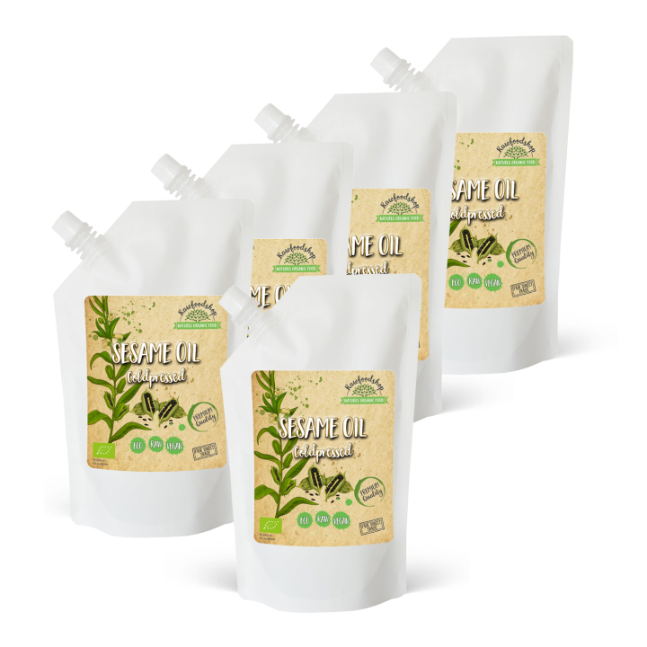 Seesamiöljy kylmäpuristettu LUOMU 500ml x 5 pakettia ryhmässä Iho & Vartalo / Luonnollinen DIY / Kasviöljyt @ Rawfoodshop Scandinavia AB (3081203-SET5)
