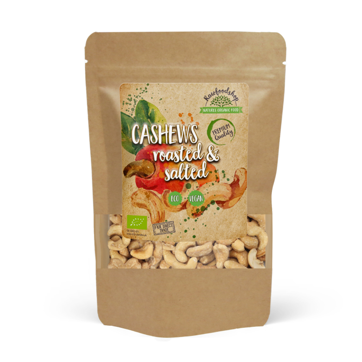 Cashewpähkinät Paahdetut ja Suolatut LUOMU 500g ryhmässä Raaka-aineet / Pähkinät / Cashewpähkinät @ Rawfoodshop Scandinavia AB (32230FT05)