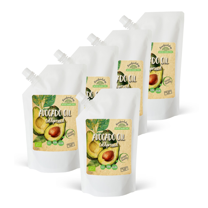 Avokadoöljy LUOMU 1000 ml x 5 pakettia ryhmässä Iho & Vartalo / Luonnollinen DIY / Kasviöljyt @ Rawfoodshop Scandinavia AB (401384-SET5)