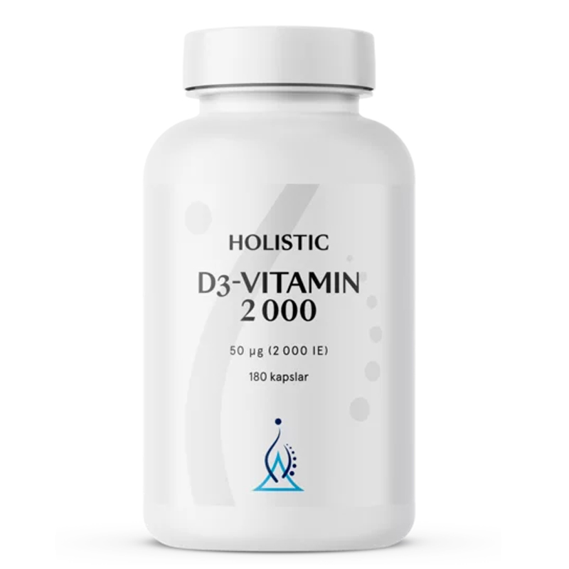 Holistic D3-Vitamiini 2000 180 kapselia ryhmässä Ravintolisät / Vitamiinit / Yksinkertaiset vitamiinit @ Rawfoodshop Scandinavia AB (4143)