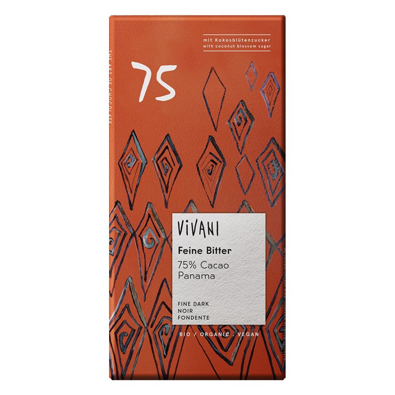 Vivani Suklaa Panama 75% LUOMU 80g ryhmässä Raaka-aineet / Karkkia & Suklaata / Suklaapatukat @ Rawfoodshop Scandinavia AB (4409)