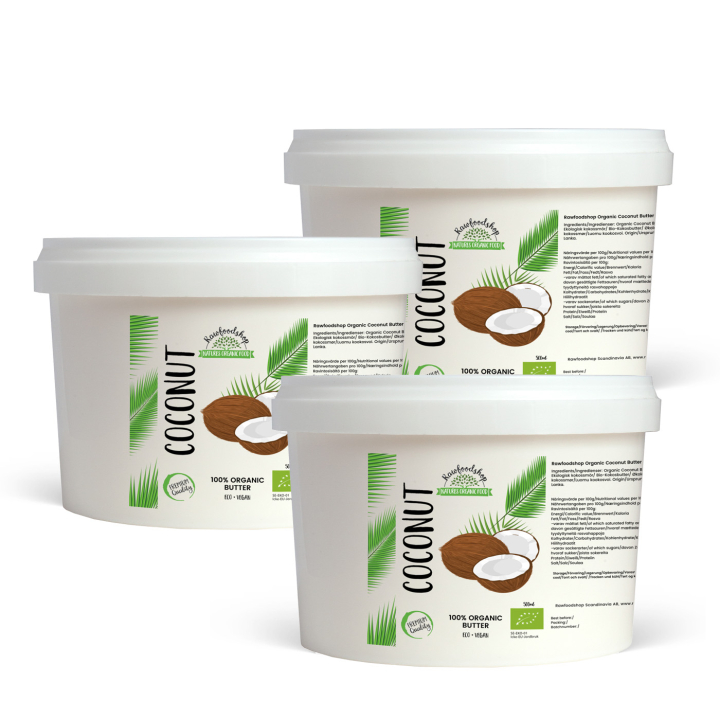Kookosvoi LUOMU 500 ml x 3 purkkia ryhmässä Raaka-aineet / Pähkinät / Pähkinävoit @ Rawfoodshop Scandinavia AB (46013FT-SET3)