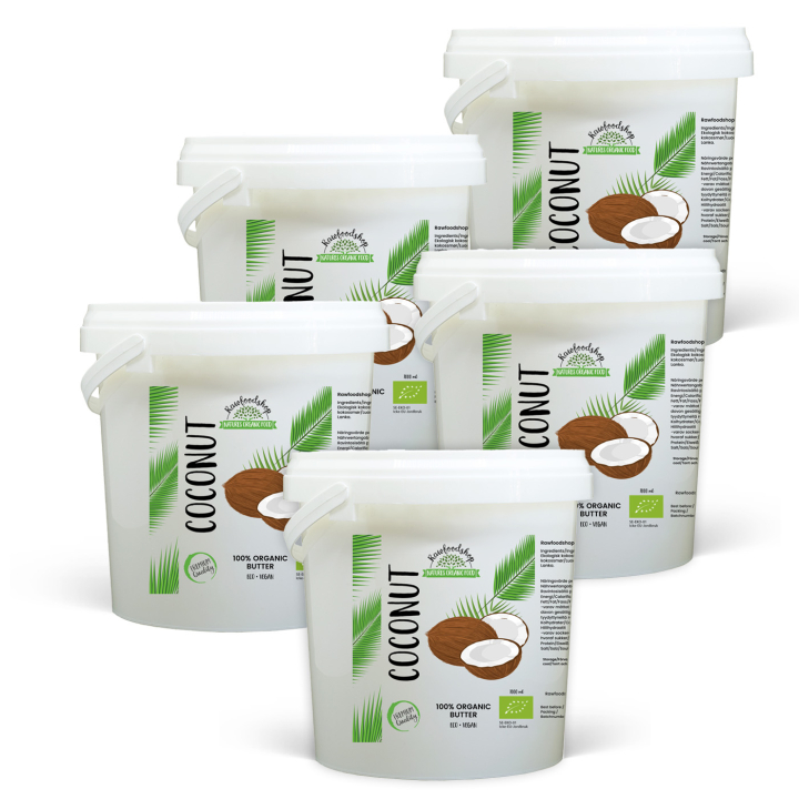 Kookosvoi LUOMU 1000ml x 5 purkkia ryhmässä Raaka-aineet / Pähkinät / Pähkinävoit @ Rawfoodshop Scandinavia AB (46013FT1000-SET5)