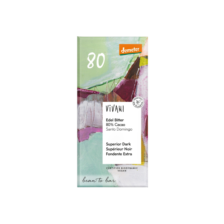 Vivani Suklaa Tumma 80% LUOMU 90g ryhmässä Raaka-aineet / Karkkia & Suklaata / Suklaapatukat @ Rawfoodshop Scandinavia AB (4954)