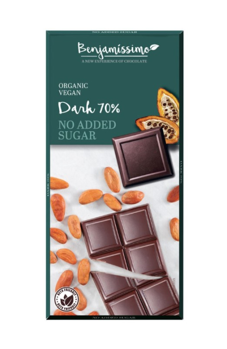 Benjamissimo Tumma Suklaa 70% Sokeriton 70g ryhmässä Raaka-aineet / Karkkia & Suklaata / Suklaapatukat @ Rawfoodshop Scandinavia AB (4957)