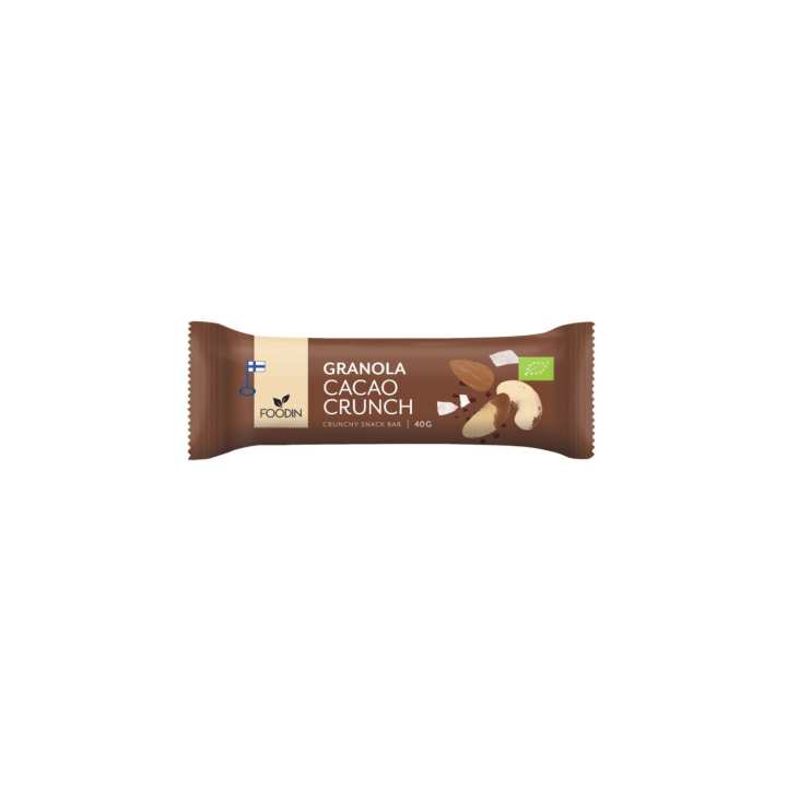 Granolapatukka Kaakao Crunch LUOMU 40g ryhmässä Raaka-aineet / Karkkia & Suklaata / Suklaapatukat @ Rawfoodshop Scandinavia AB (6430048233797)