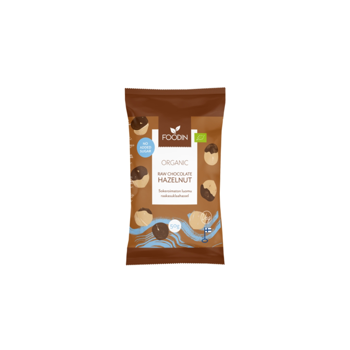 Hasselpähkinöitä Raakasuklaassa Sokeriton LUOMU 50g ryhmässä Raaka-aineet / Karkkia & Suklaata / Välipalat @ Rawfoodshop Scandinavia AB (6430048235449)