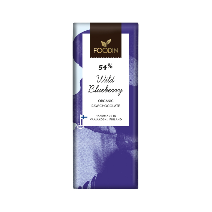 Suklaa Mustikka 54% RAW LUOMU 40g ryhmässä Raaka-aineet / Karkkia & Suklaata / Suklaapatukat @ Rawfoodshop Scandinavia AB (6430055214666)