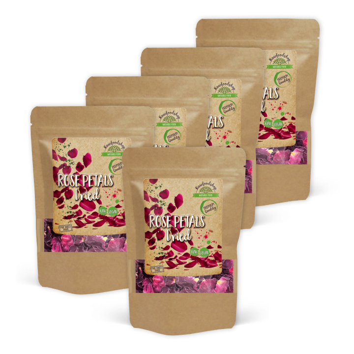 Ruusunlehtiä Kuivattuina 125g x 5 pakettia ryhmässä Raaka-aineet / Leipominen / Syötävät kukat @ Rawfoodshop Scandinavia AB (82431125-SET5)