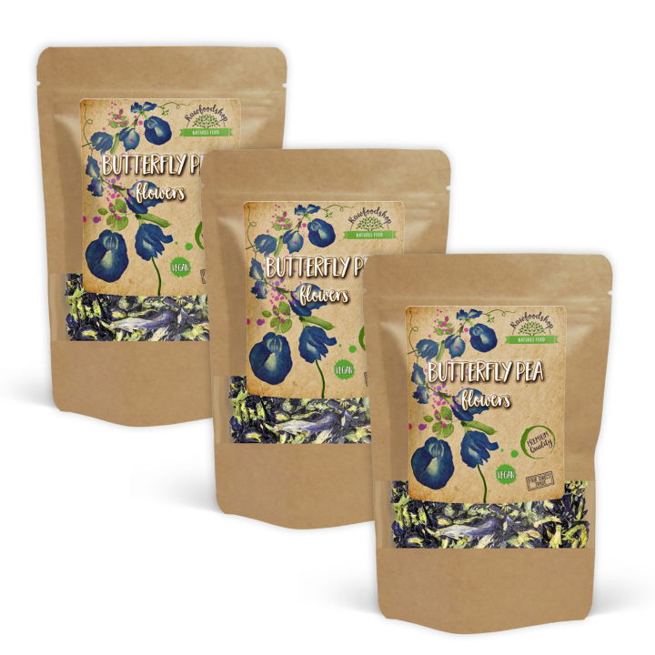 Butterfly Pea Flowers 125g x 3 pakettia ryhmässä Raaka-aineet / Leipominen / Syötävät kukat @ Rawfoodshop Scandinavia AB (82434125-SET3)