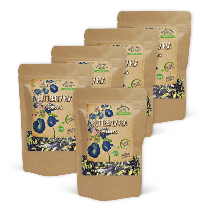 Butterfly Pea Flowers 125g x 5 pakettia ryhmässä Raaka-aineet / Leipominen / Syötävät kukat @ Rawfoodshop Scandinavia AB (82434125-SET5)