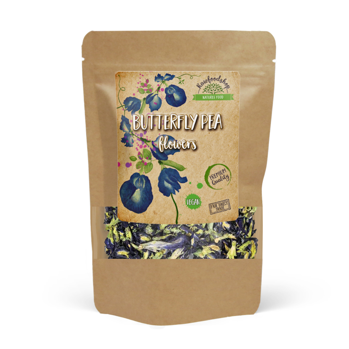 Butterfly Pea Flowers 125g ryhmässä Raaka-aineet / Leipominen / Syötävät kukat @ Rawfoodshop Scandinavia AB (82434125)