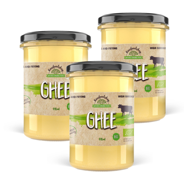 Ghee LUOMU 440 ml x 3 purkkia ryhmässä Raaka-aineet / Ruokakomero / Voi & Kermaiset Levitteet @ Rawfoodshop Scandinavia AB (8591344-SET3)