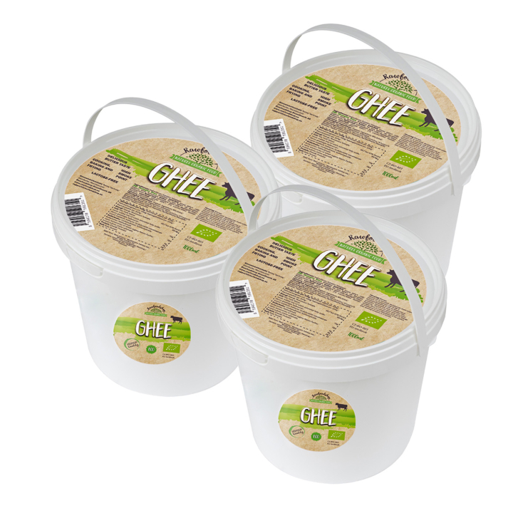 Ghee LUOMU 1000 ml x 3 purkkia ryhmässä Raaka-aineet / Ruokakomero / Voi & Kermaiset Levitteet @ Rawfoodshop Scandinavia AB (8591351-SET3)