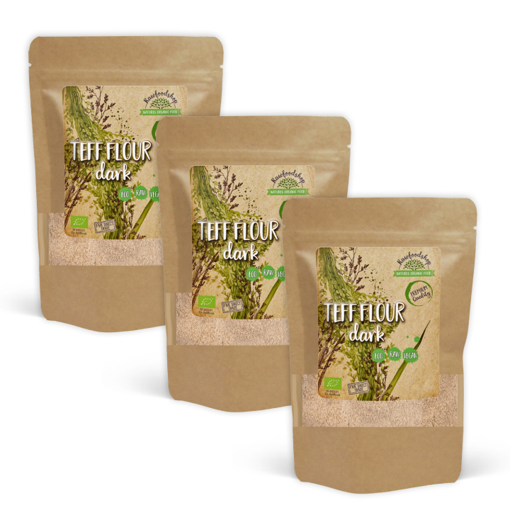 Teffjauho Tumma LUOMU 500g x 3 pakettia ryhmässä Raaka-aineet / Leipominen / Jauhot @ Rawfoodshop Scandinavia AB (AB021-SET3)