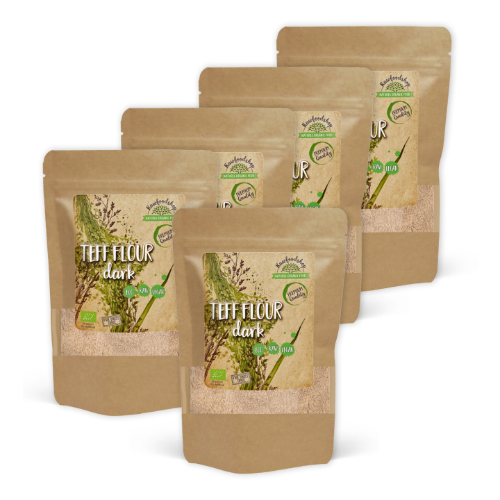 Teffjauho Tumma LUOMU 500g x 5 pakettia ryhmässä Raaka-aineet / Leipominen / Jauhot @ Rawfoodshop Scandinavia AB (AB021-SET5)