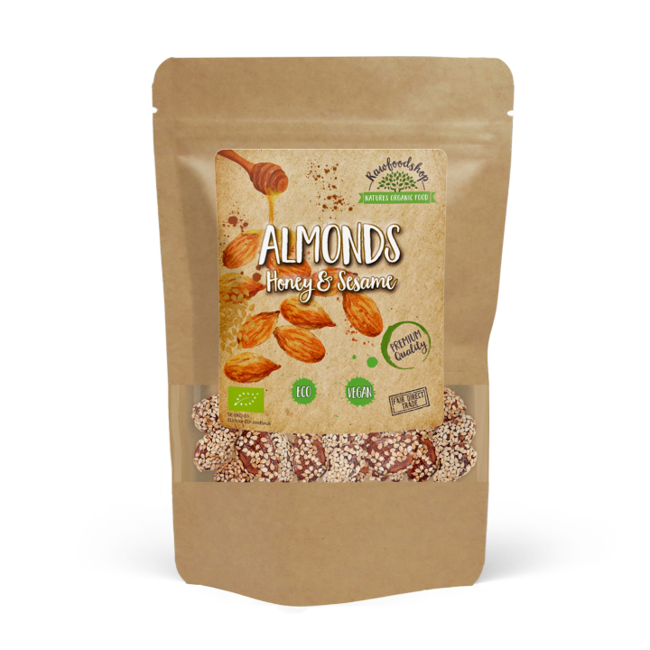 Manteli Hunaja & Seesami LUOMU 200g ryhmässä Raaka-aineet / Karkkia & Suklaata / Välipalat @ Rawfoodshop Scandinavia AB (AMSE5-200)